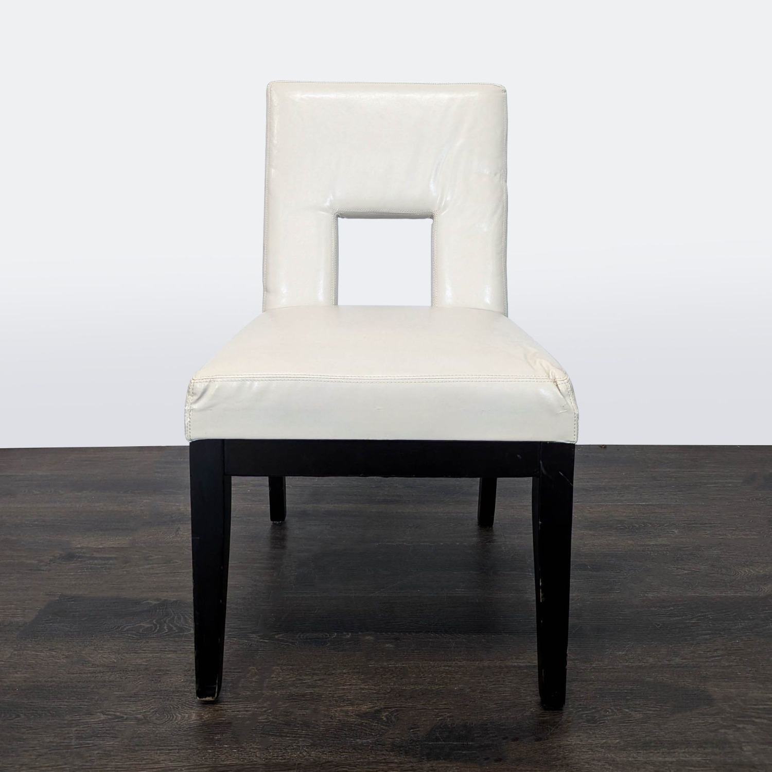 Pier 1 Imports Leather Dining Chair on Wood Legs - image-5