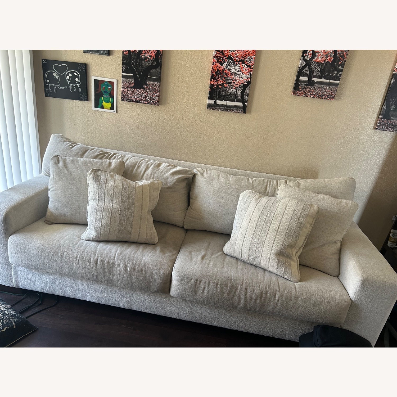 Ashley Furniture White Fabric 2 Seater Sofa - image-4