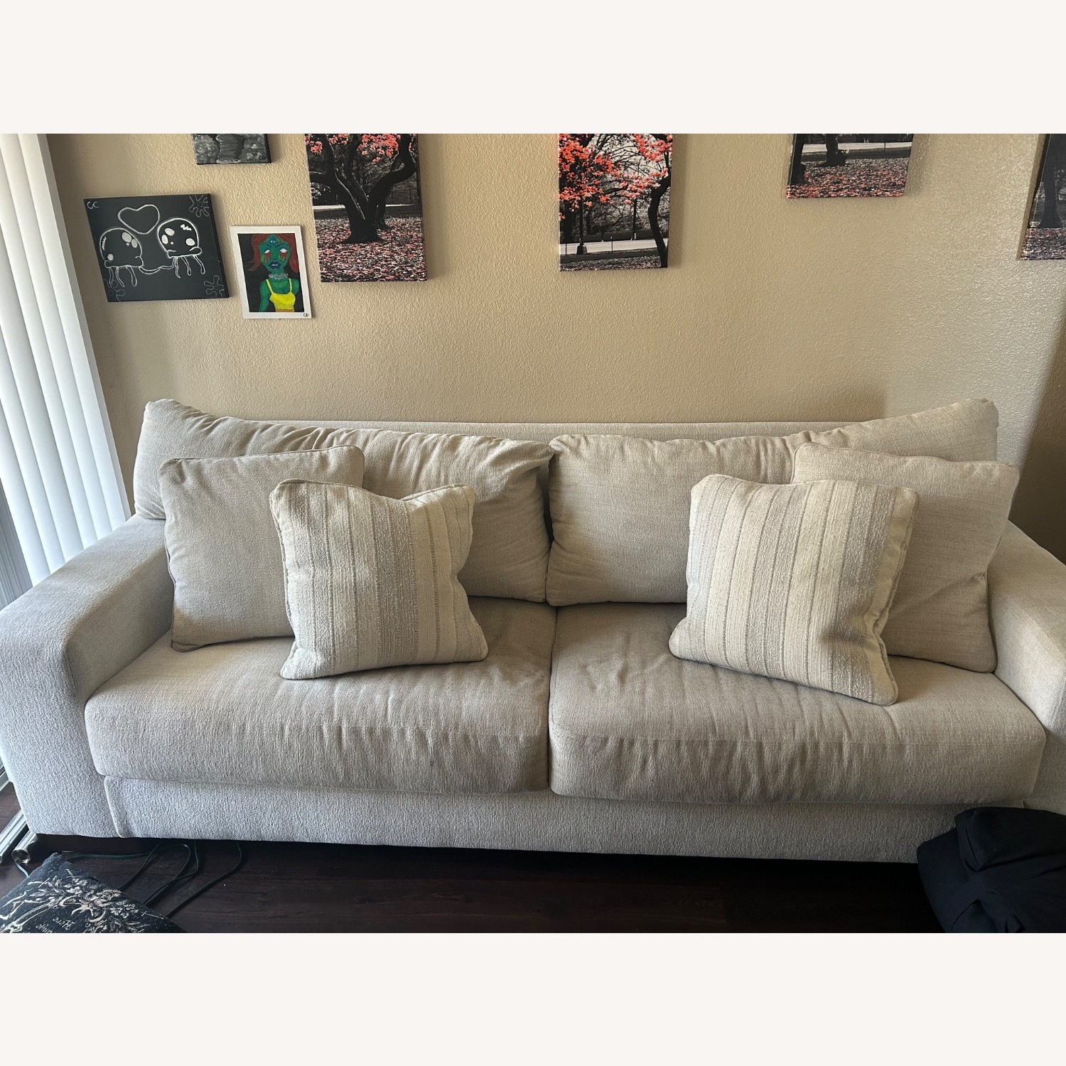 Ashley Furniture White Fabric 2 Seater Sofa - image-1