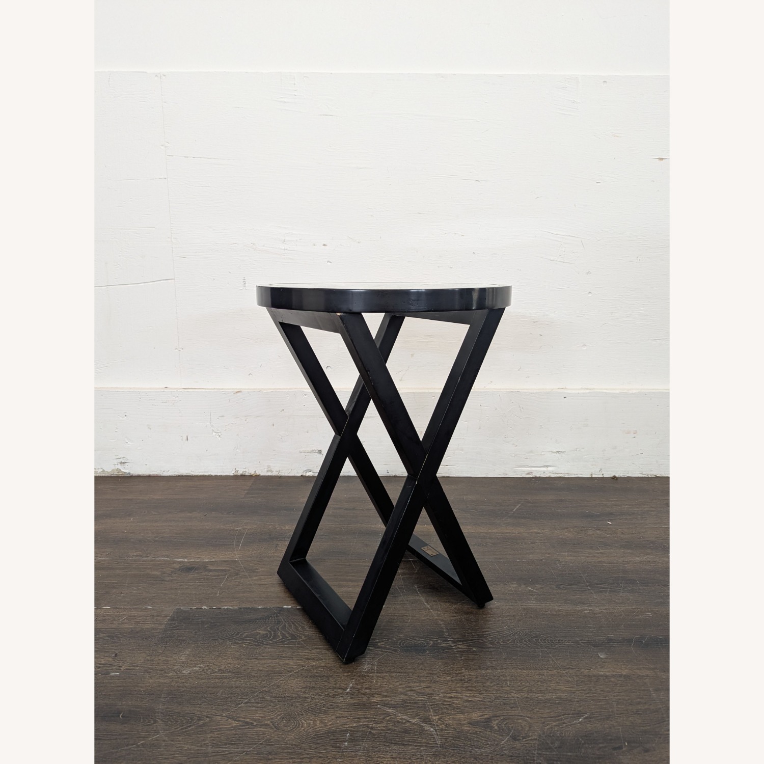 Glass Top Wood X Base Accent Table	 - image-5