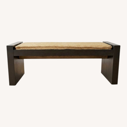 Used West Elm Wood Bench with Woven Wicker Cushion for sale on AptDeco