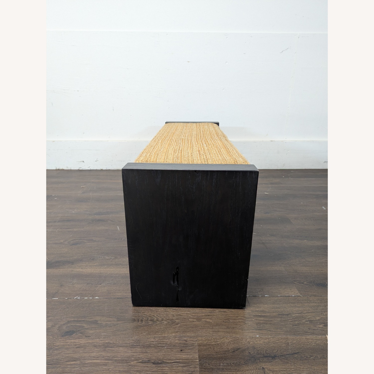 West Elm Wood Bench with Woven Wicker Cushion - image-7