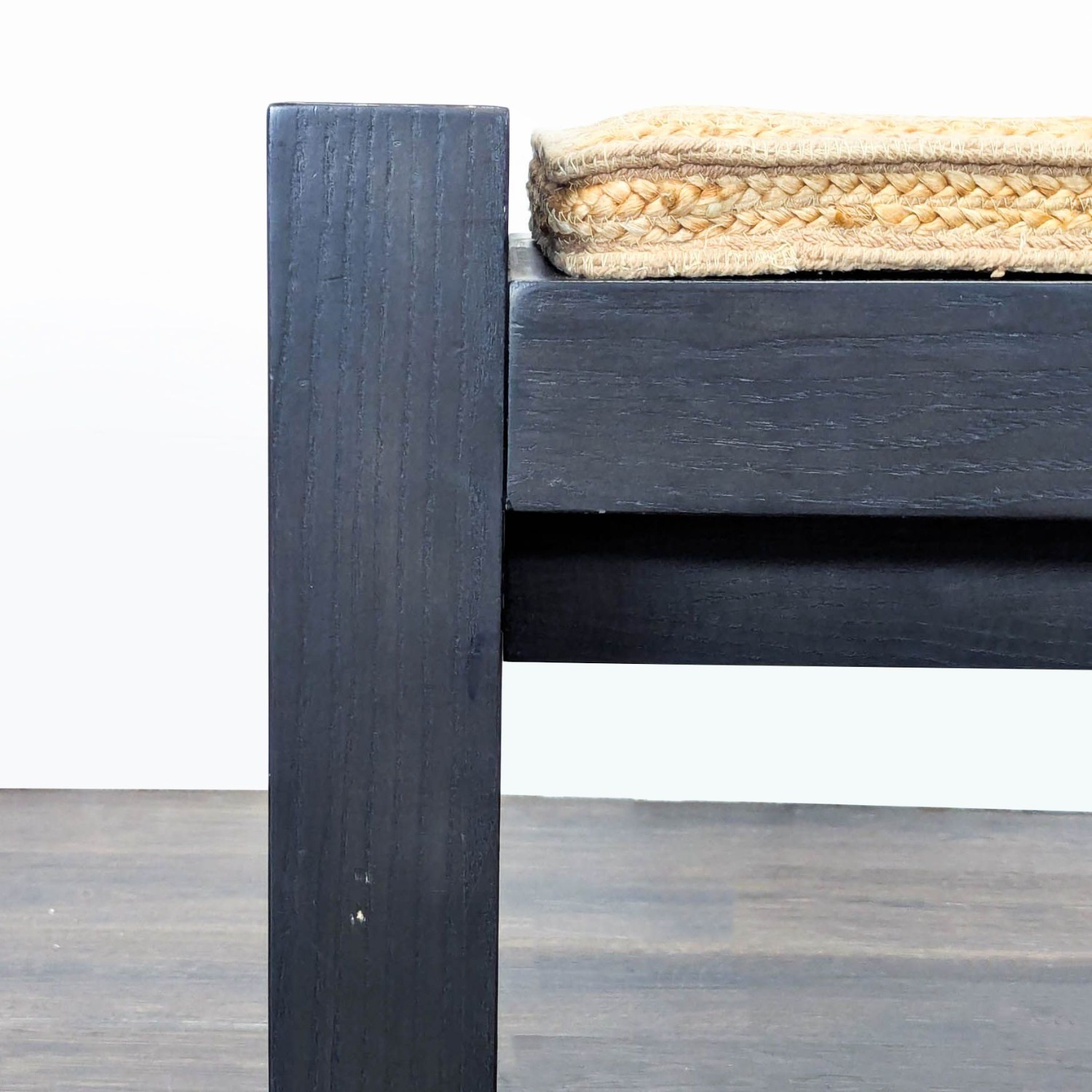 West Elm Wood Bench with Woven Wicker Cushion - image-2