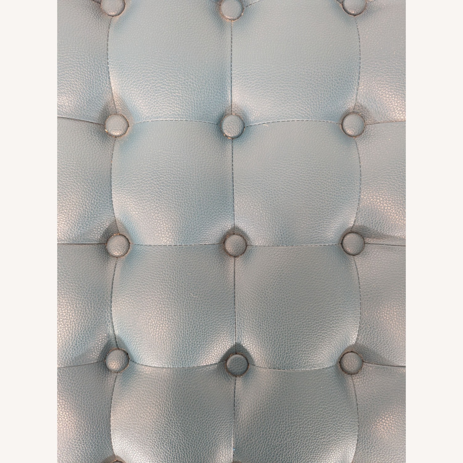 Button Tufted Leather Bench on Metal Frame - image-5