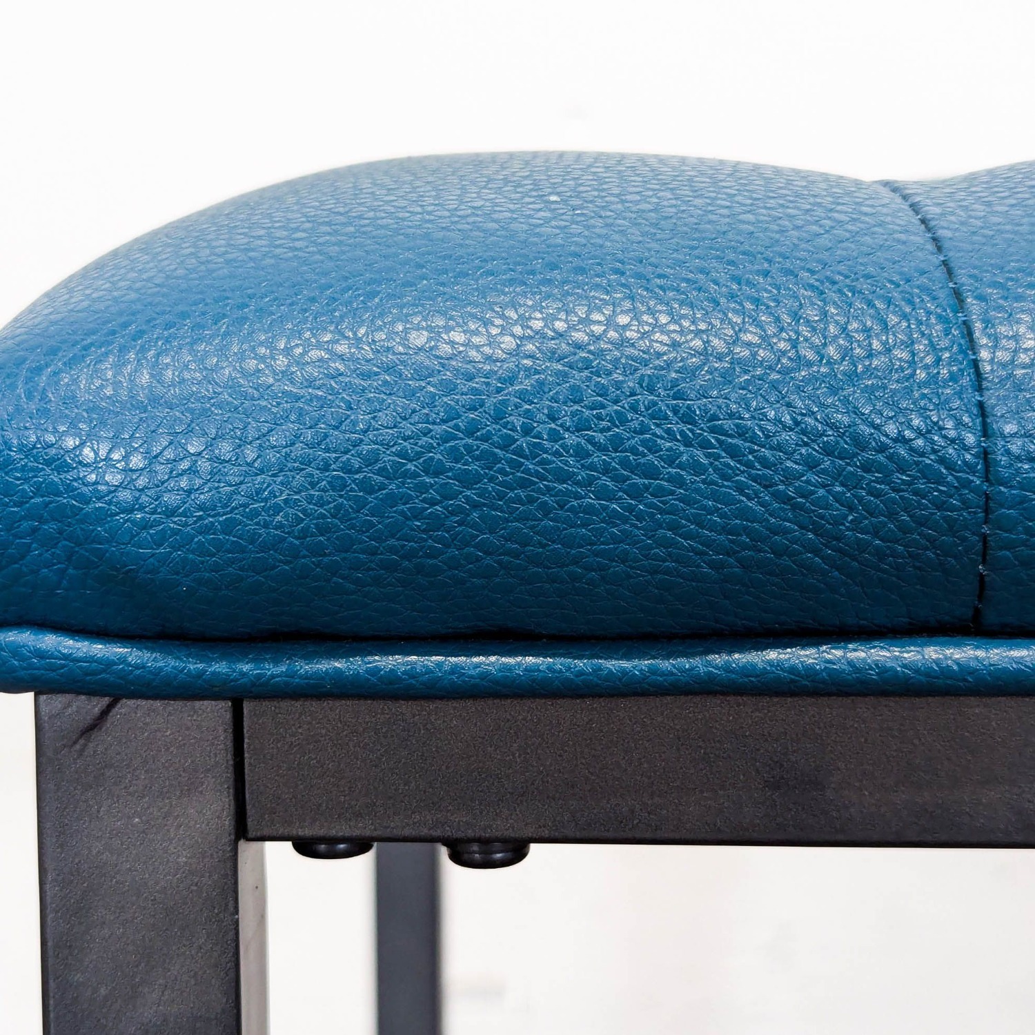 Button Tufted Leather Bench on Metal Frame - image-3