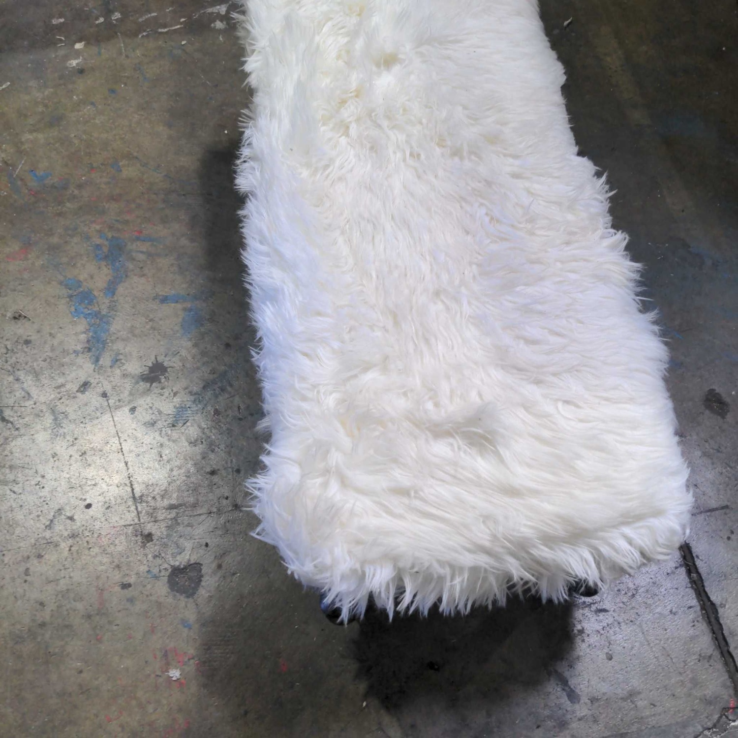 Faux Fur Bench on Wood Legs - image-2