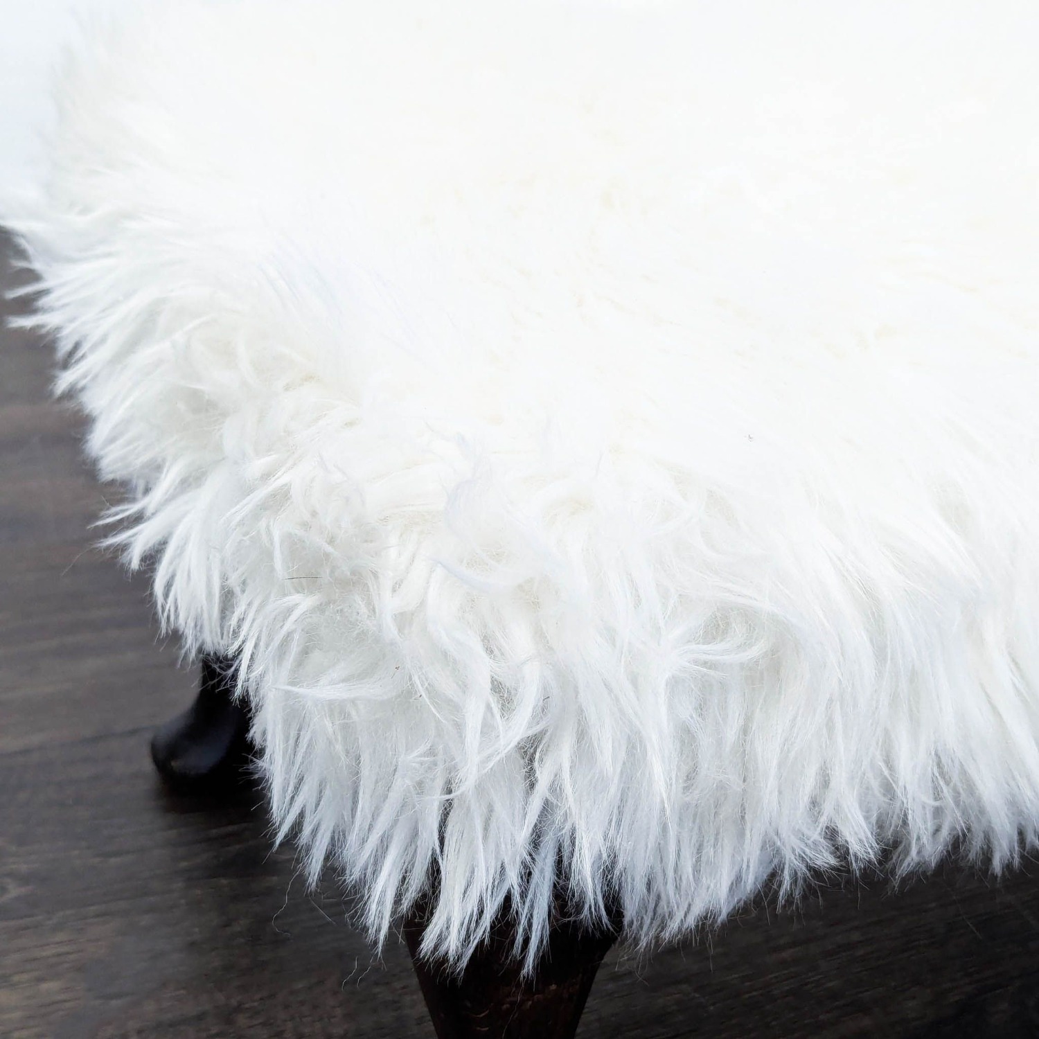 Faux Fur Bench on Wood Legs - image-3