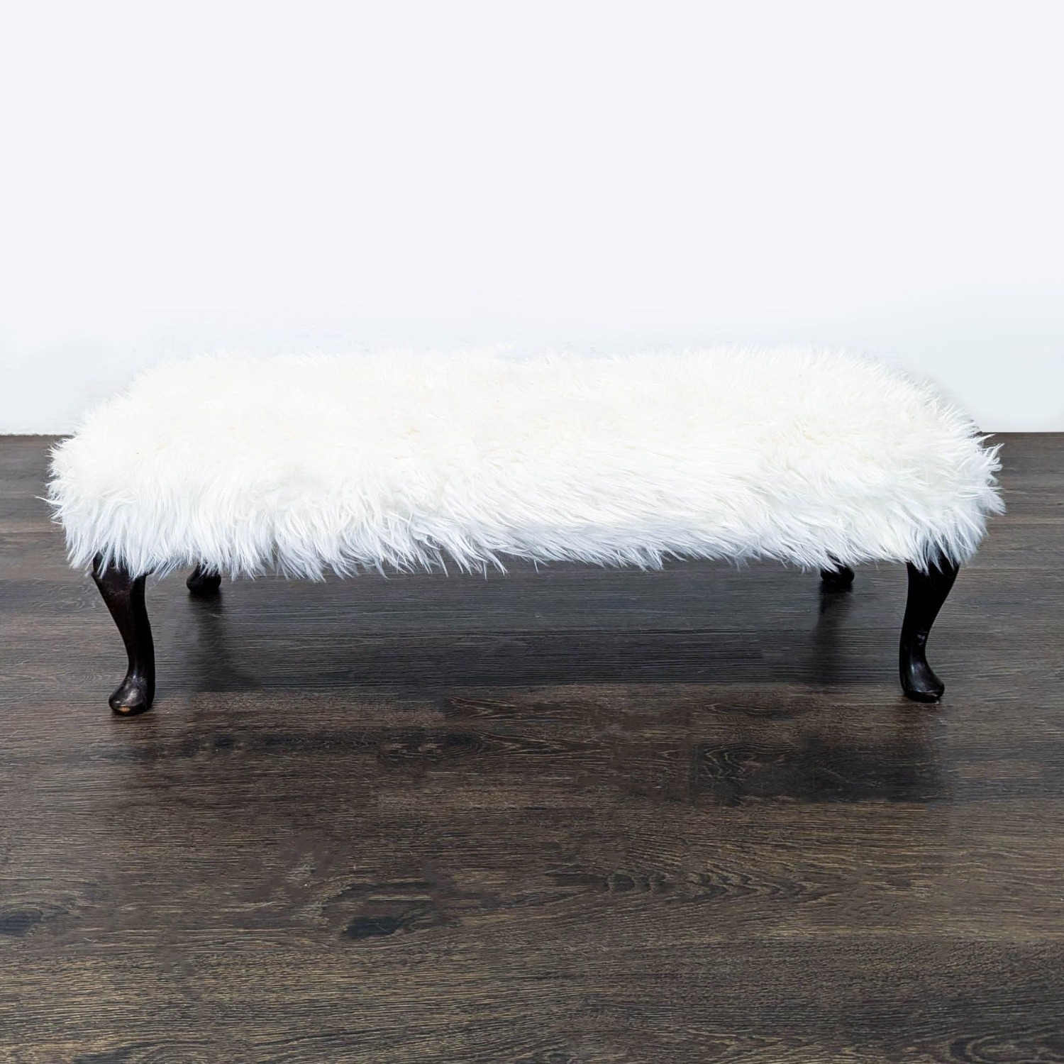 Faux Fur Bench on Wood Legs - image-4