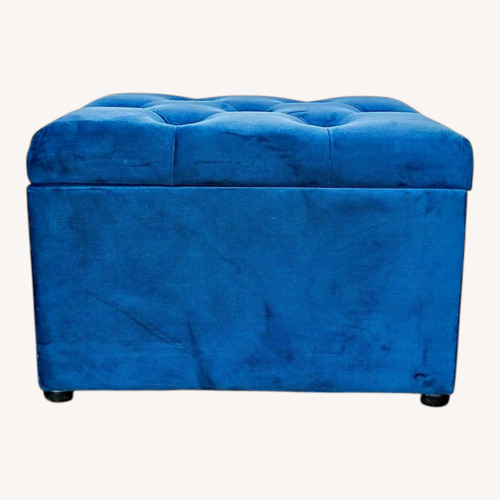 Used Velvet Button Tufted Storage Ottoman for sale on AptDeco