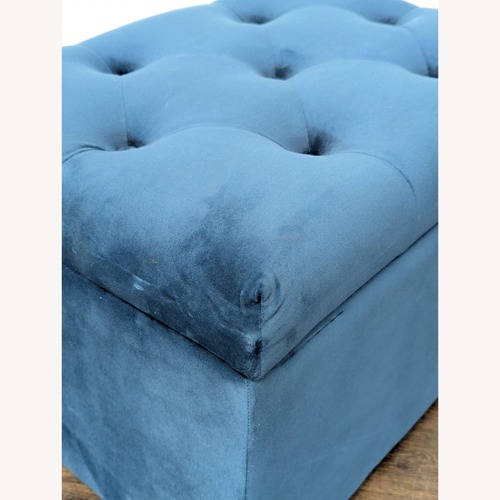 Used Velvet Button Tufted Storage Ottoman for sale on AptDeco