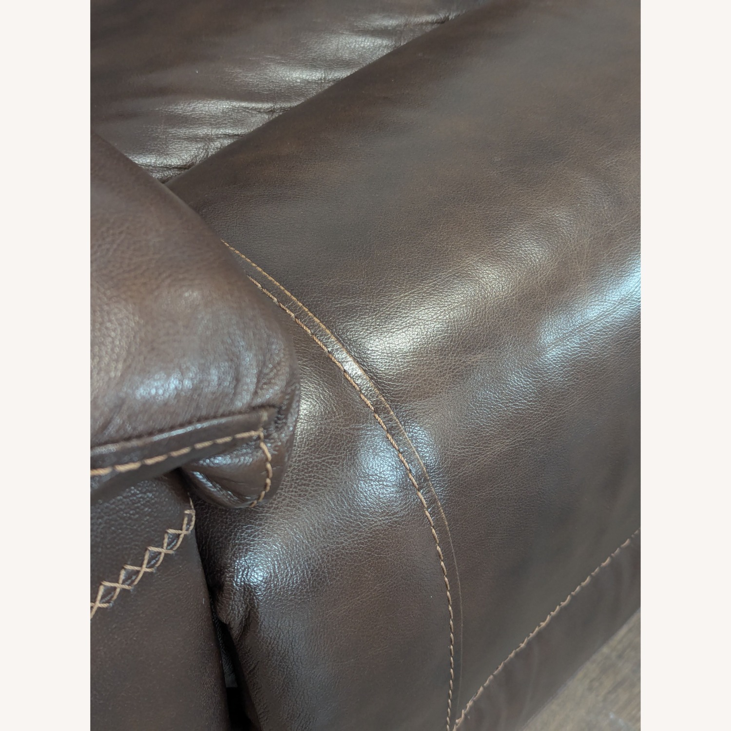 Brown Leather Reclining Loveseat - image-1
