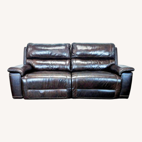 Used Brown Leather Reclining Loveseat for sale on AptDeco