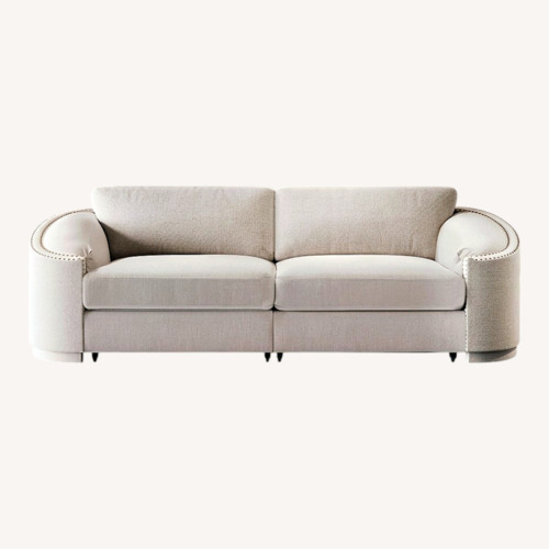Used Modern Curved 3-Seat Sofa Beige Upholstered for sale on AptDeco