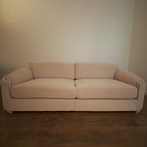 Used Modern Curved 3-Seat Sofa Beige Upholstered for sale on AptDeco