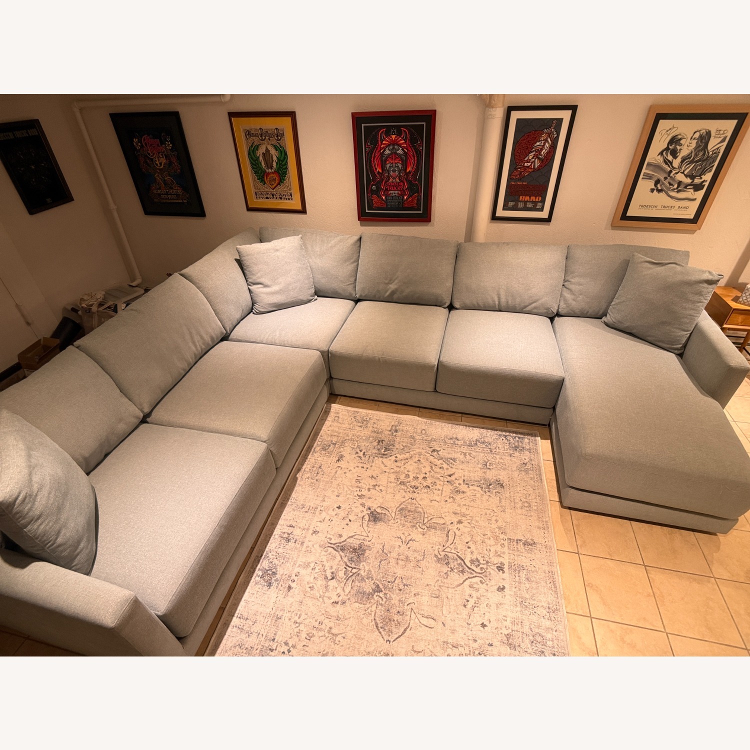 Crate & Barrel Blue Fabric 3+ Piece Sectional - image-6