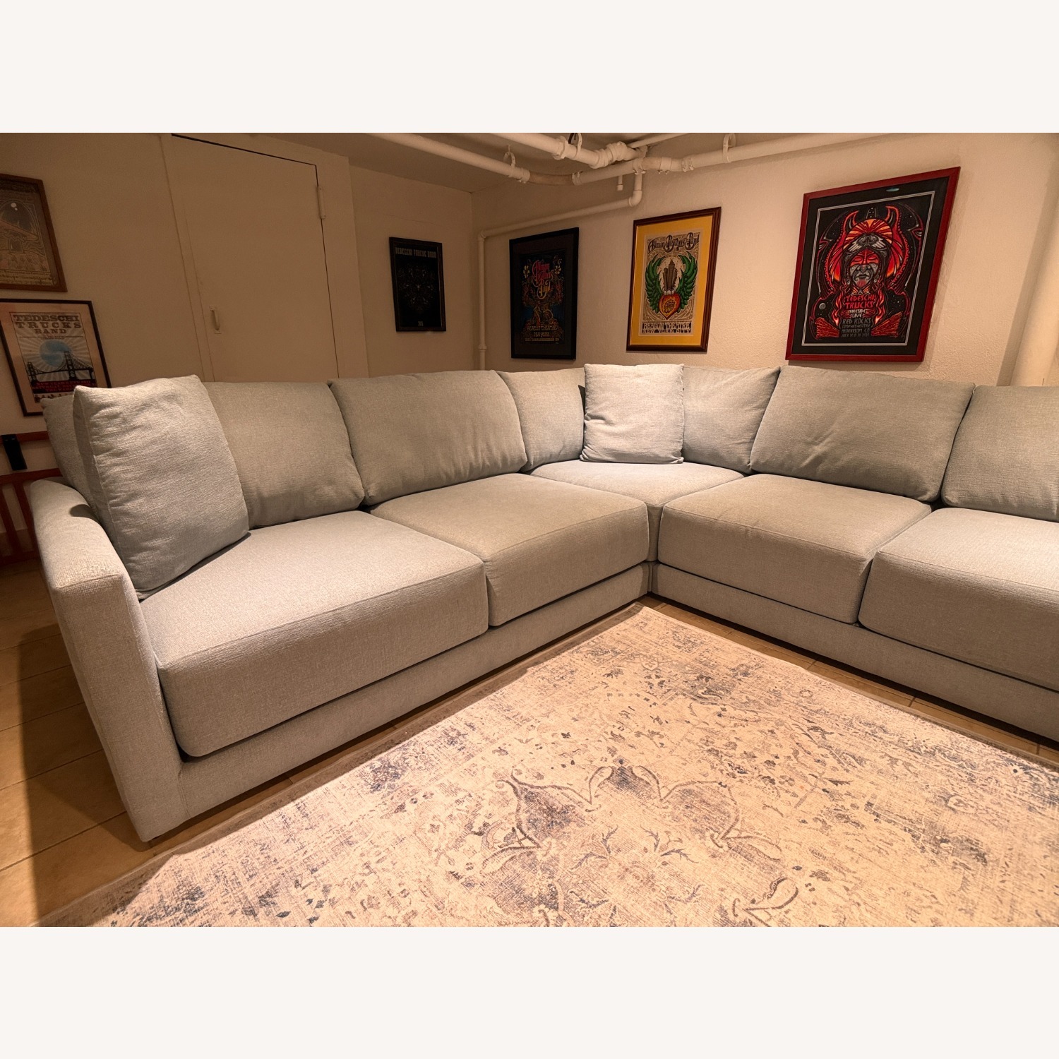 Crate & Barrel Blue Fabric 3+ Piece Sectional - image-4