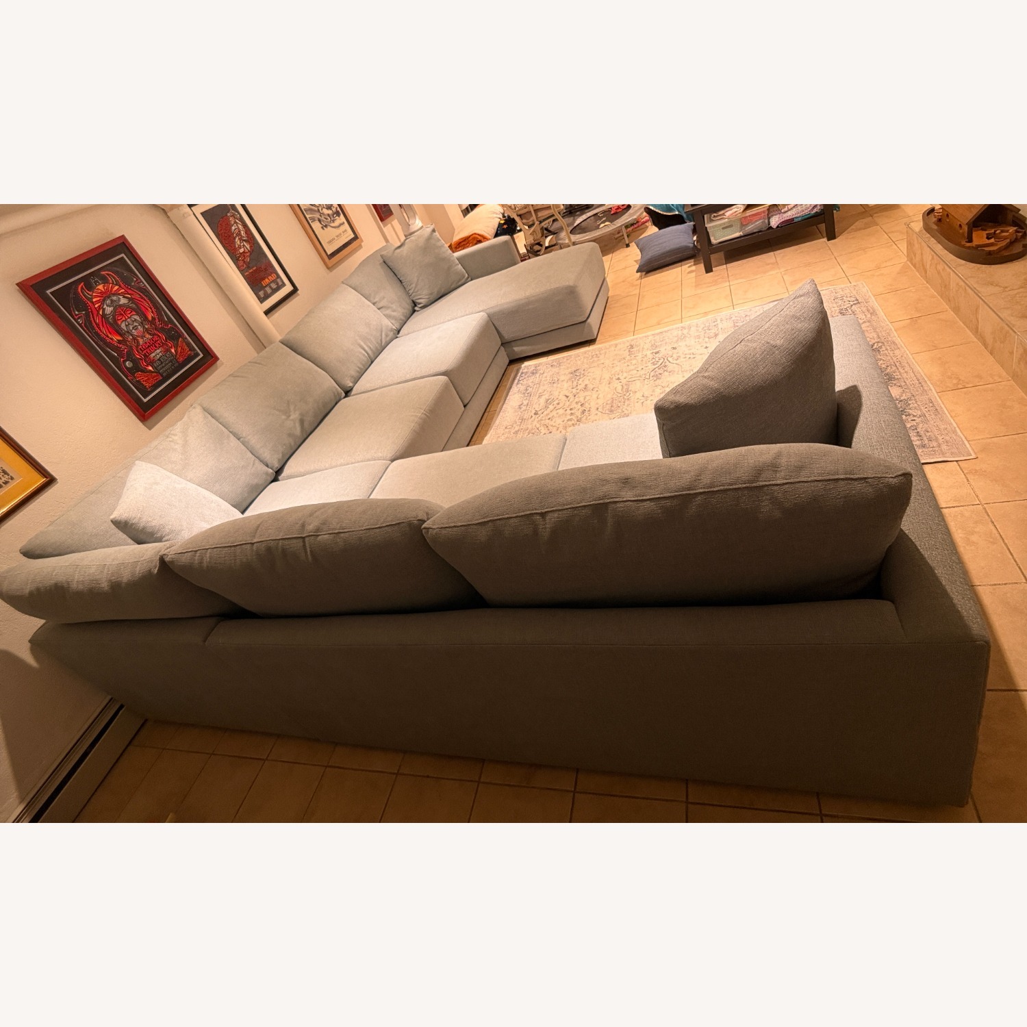 Crate & Barrel Blue Fabric 3+ Piece Sectional - image-2