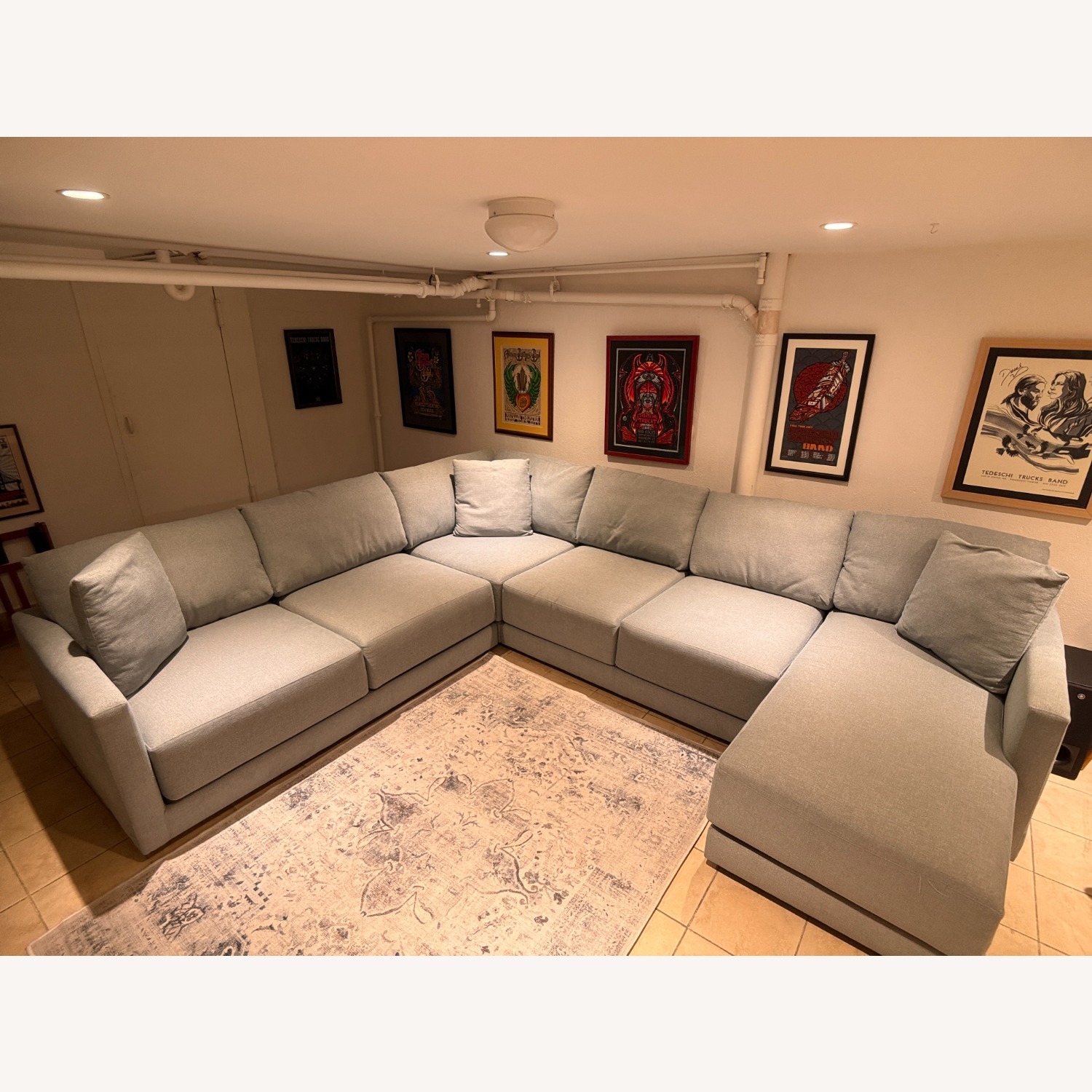 Crate & Barrel Blue Fabric 3+ Piece Sectional - image-1