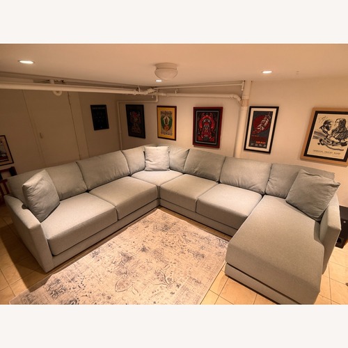 Used Crate & Barrel Blue Fabric 3+ Piece Sectional for sale on AptDeco