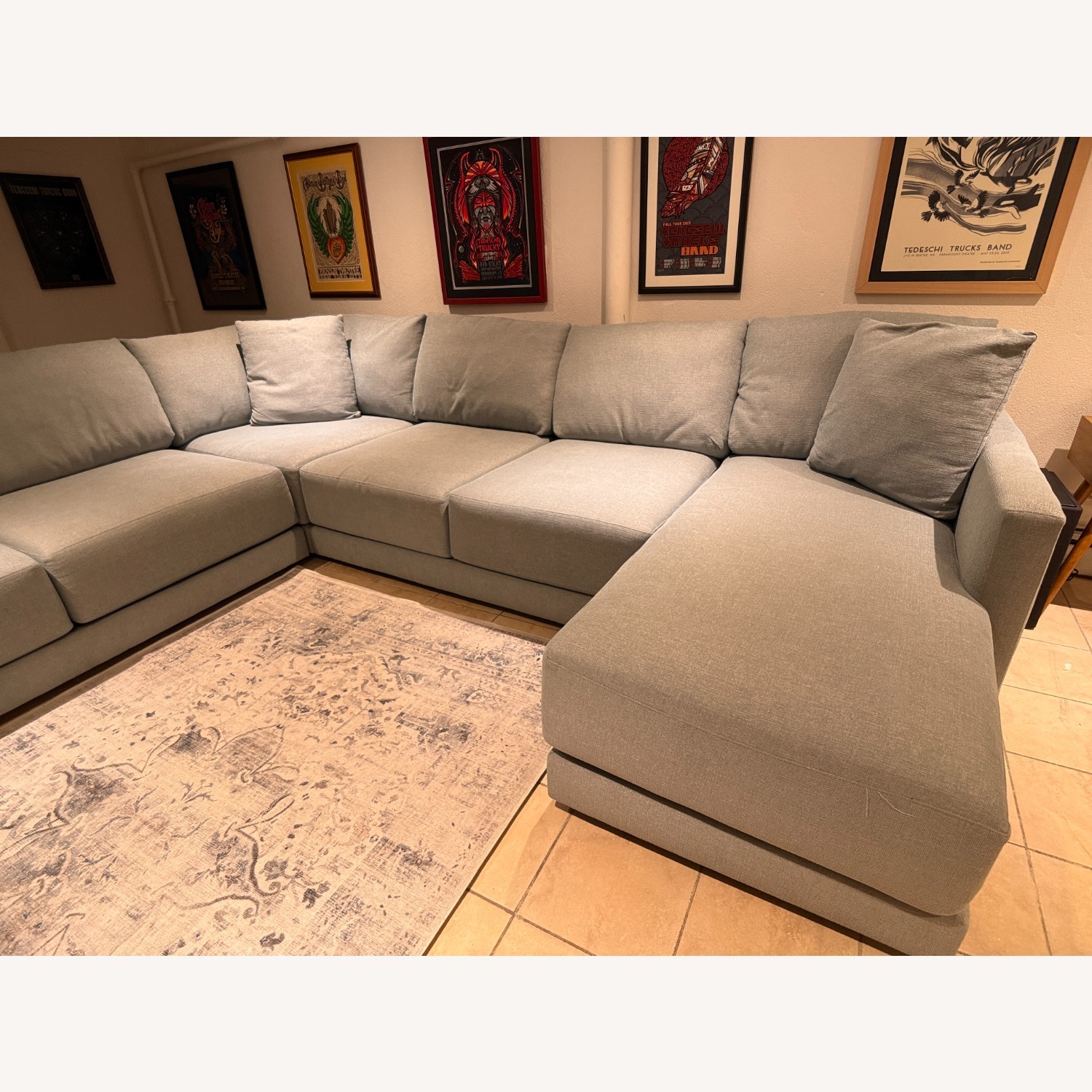 Crate & Barrel Blue Fabric 3+ Piece Sectional - image-3