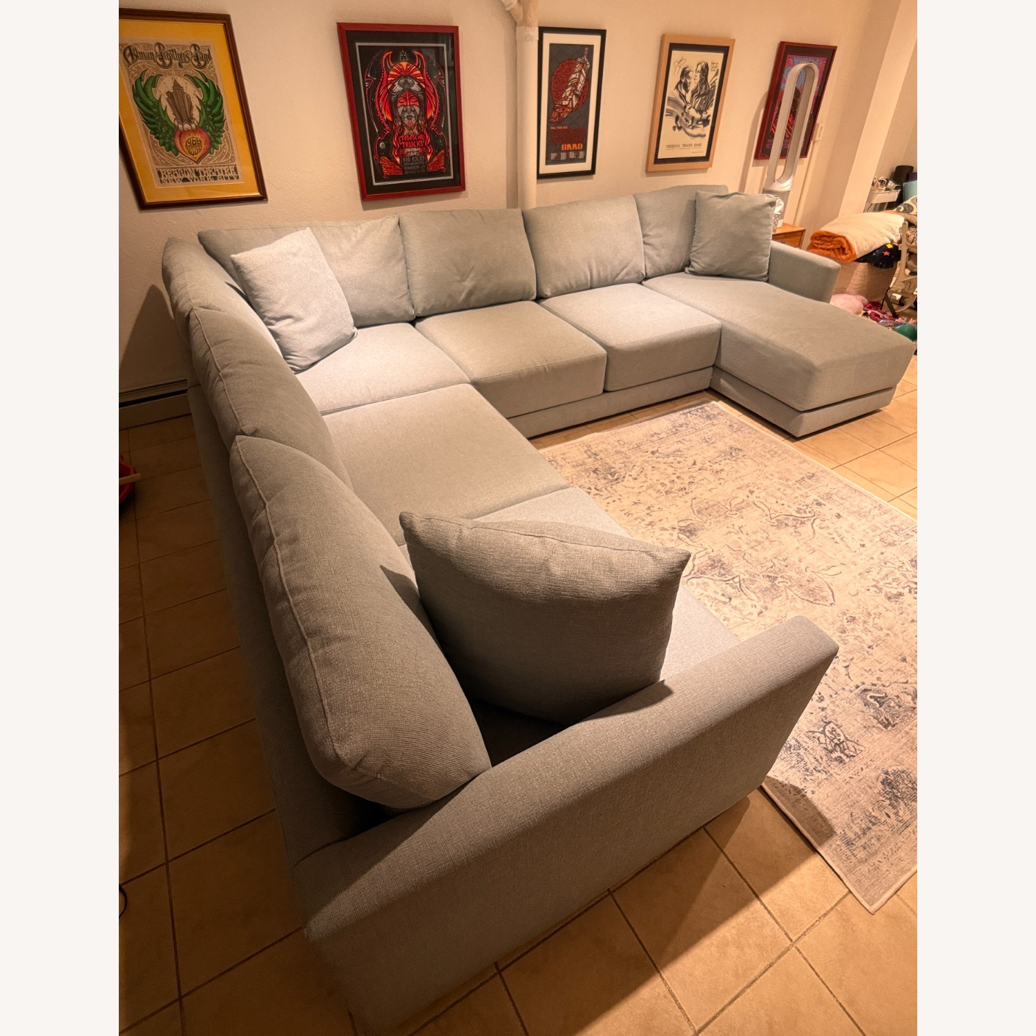 Crate & Barrel Blue Fabric 3+ Piece Sectional - image-5