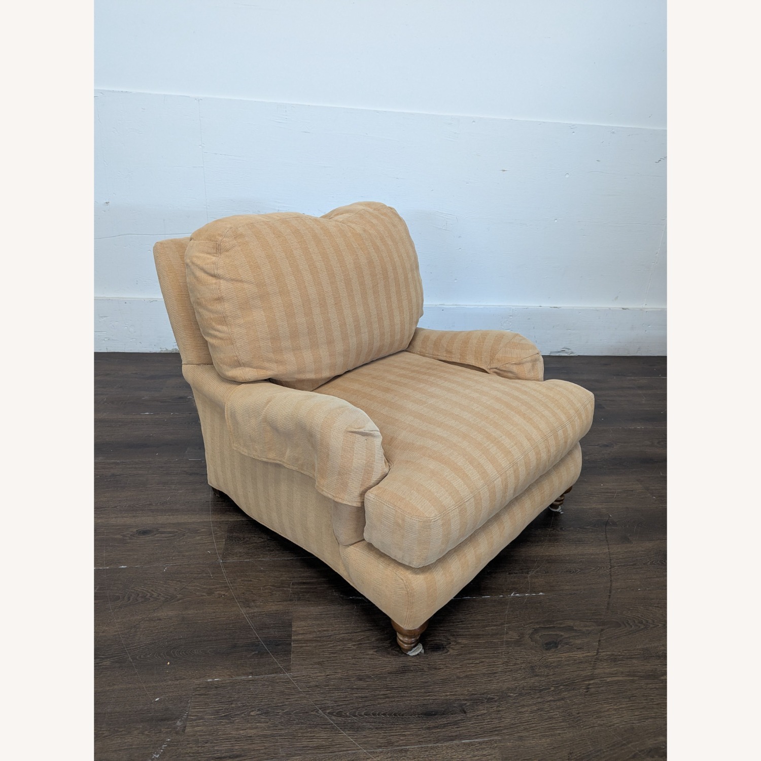 Crate & Barrel Beige Striped Lounge Chair - image-5