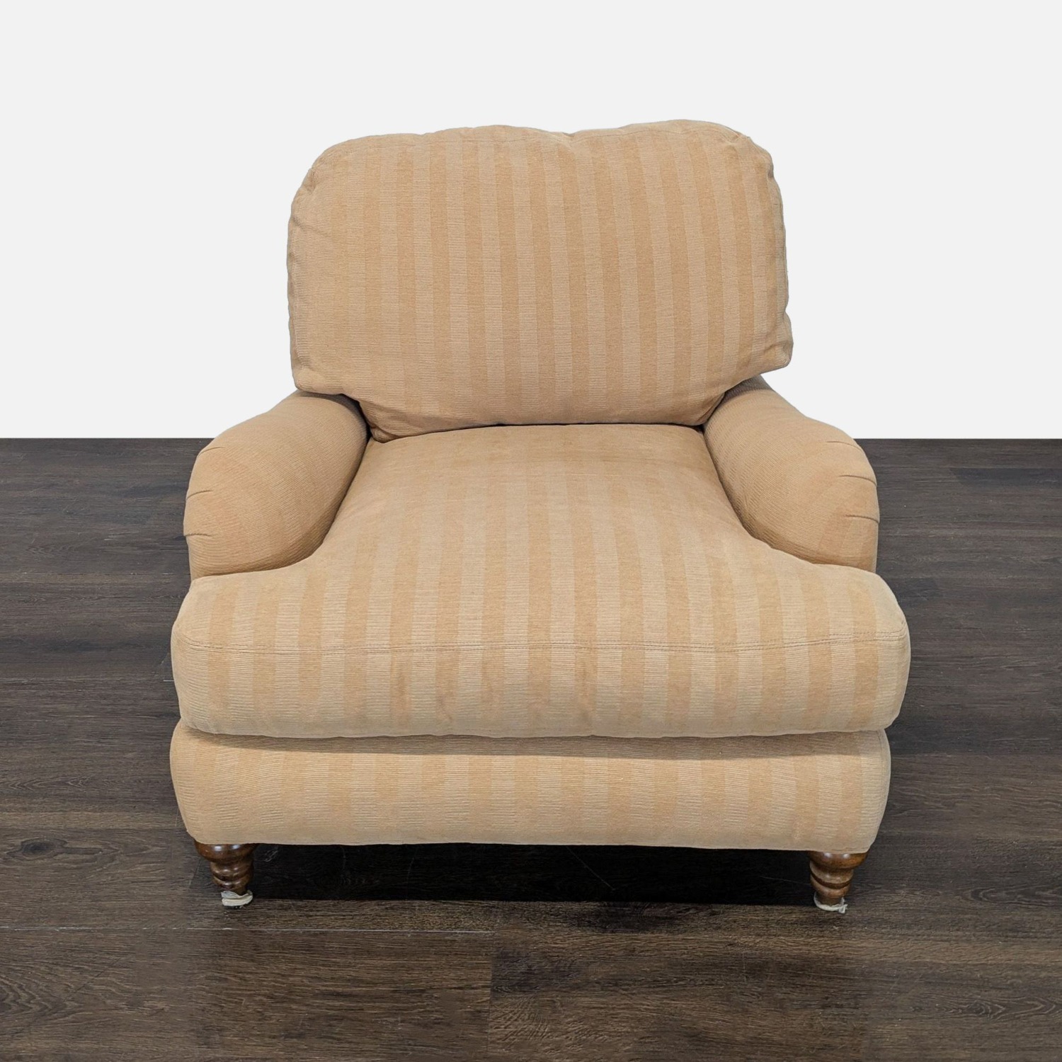 Crate & Barrel Beige Striped Lounge Chair - image-4