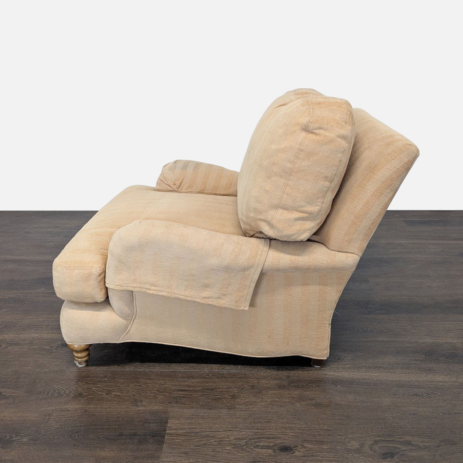 Crate & Barrel Beige Striped Lounge Chair - image-2