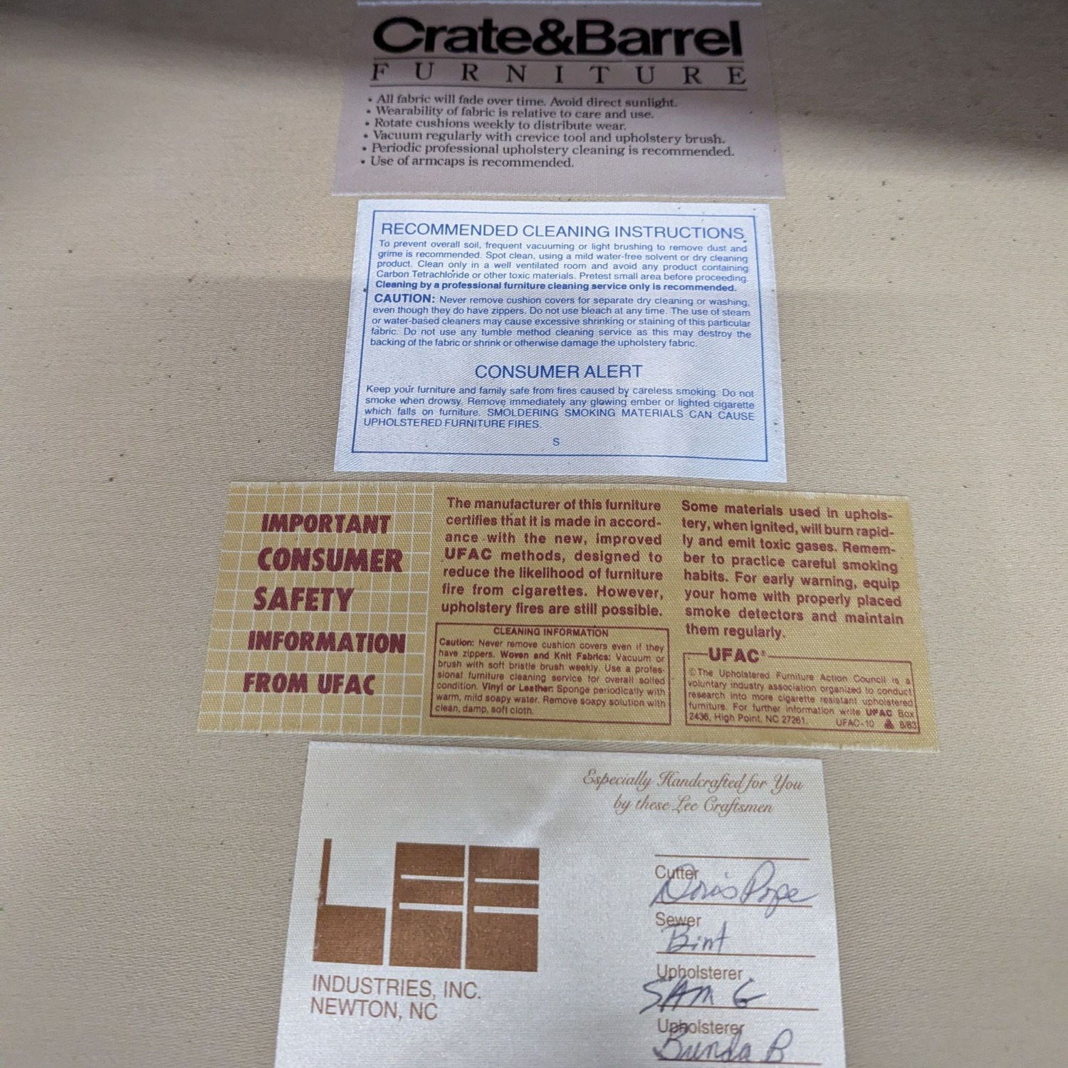 Crate & Barrel Beige Striped Lounge Chair - image-3