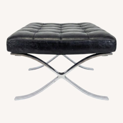 Used Button Tufted Leather Bench for sale on AptDeco