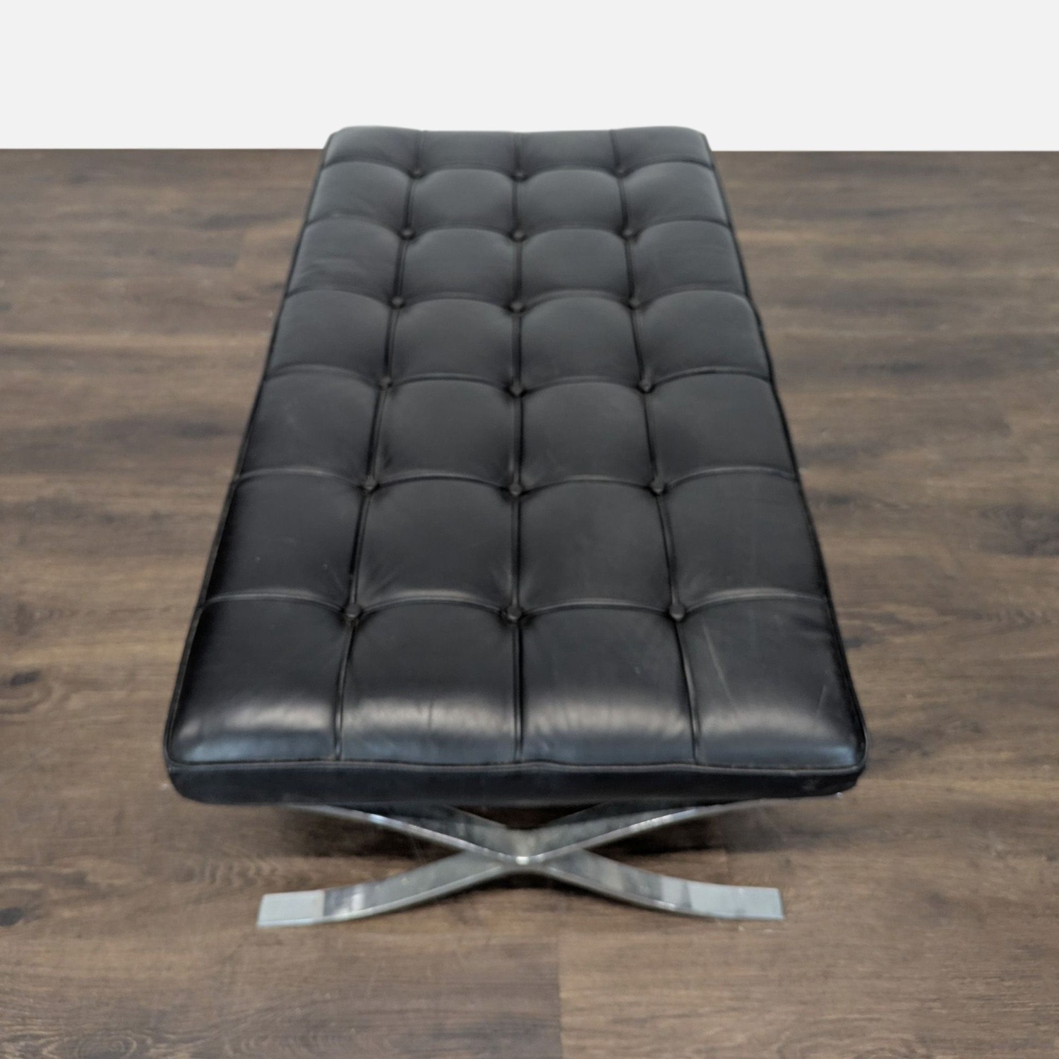 Button Tufted Leather Bench - image-2