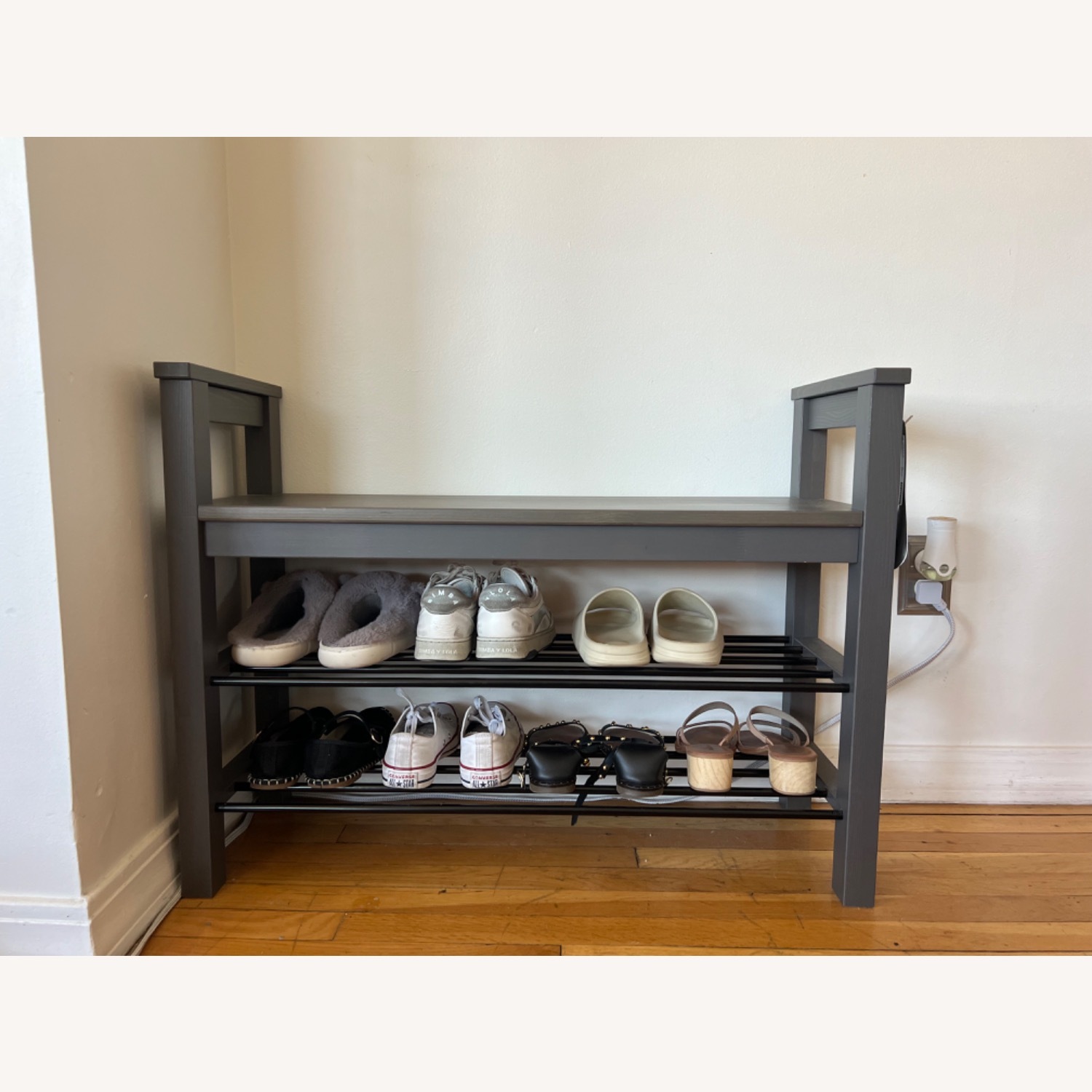 IKEA Dark Gray Wood Bench - image-2