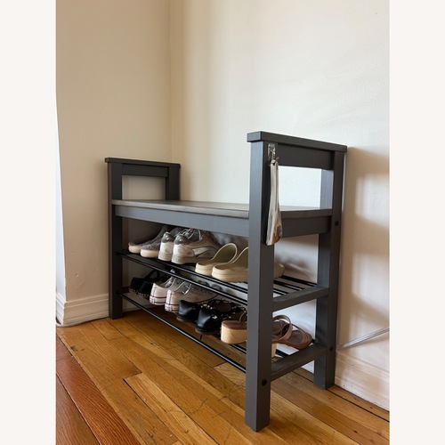 Used IKEA Dark Gray Wood Bench for sale on AptDeco