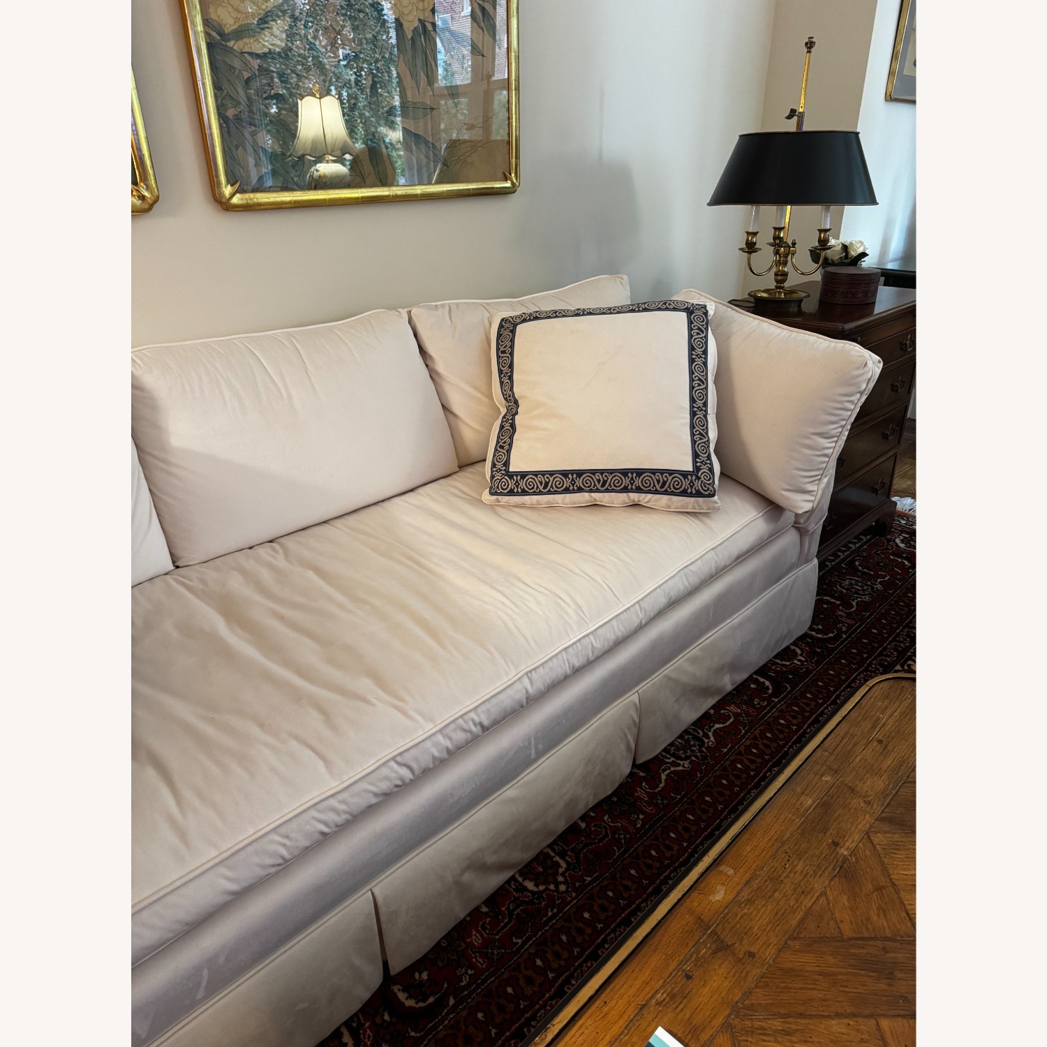 Baker Furniture White Velvet Sofa - image-1