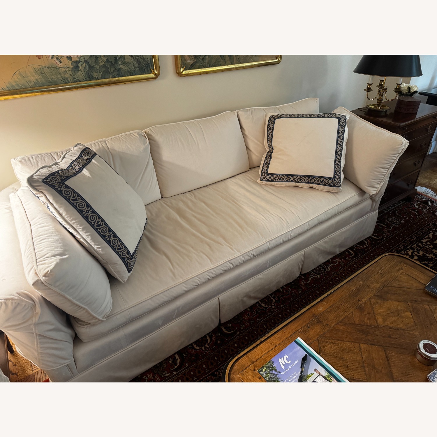 Baker Furniture White Velvet Sofa - image-3