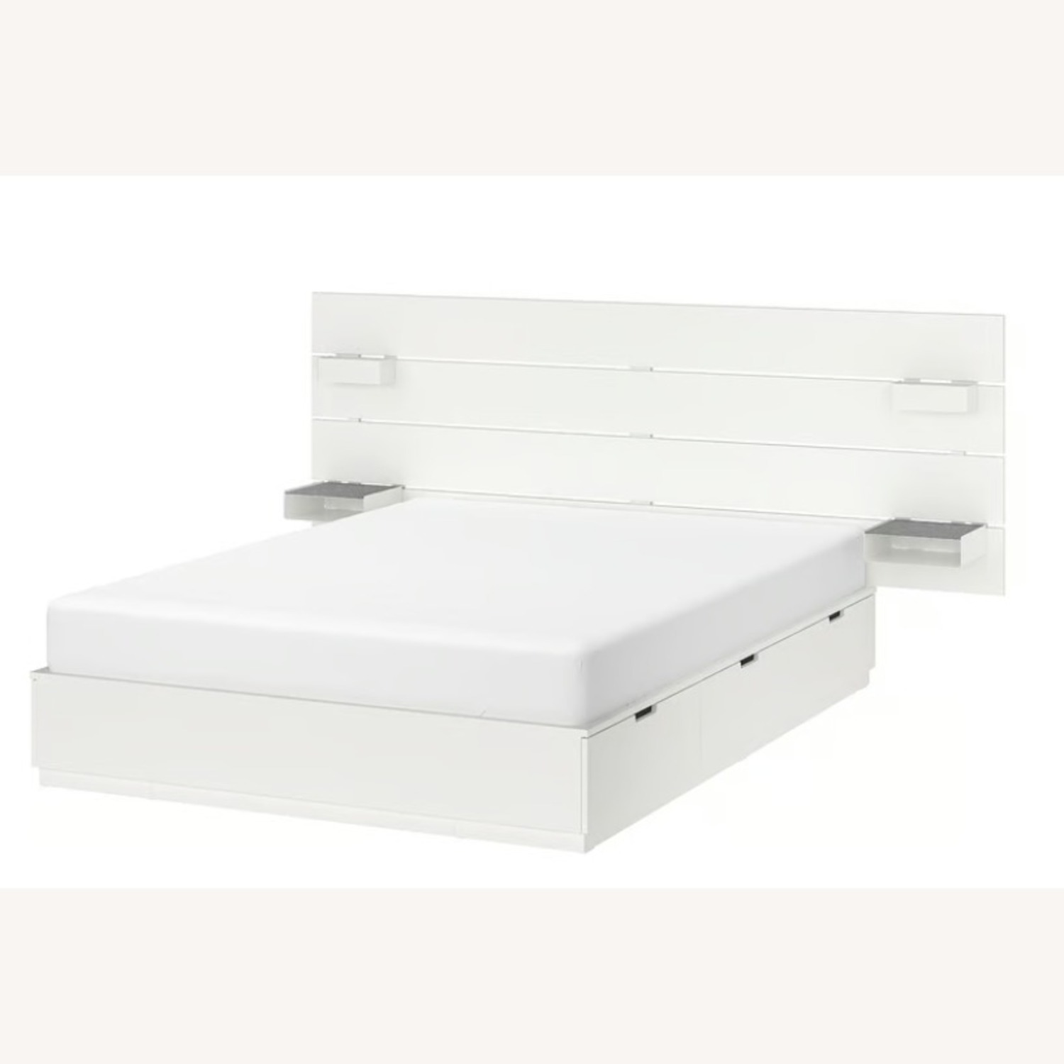 IKEA White NORDLI Bed with Headboard - image-2
