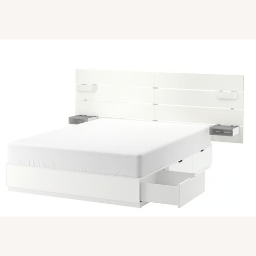 Used IKEA White NORDLI Bed with Headboard for sale on AptDeco
