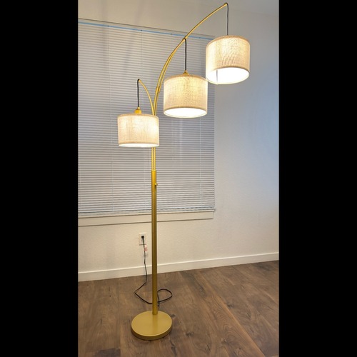 Used Amazon Modern Gold 3-Light Arc Floor Lamp Dimmable for sale on AptDeco
