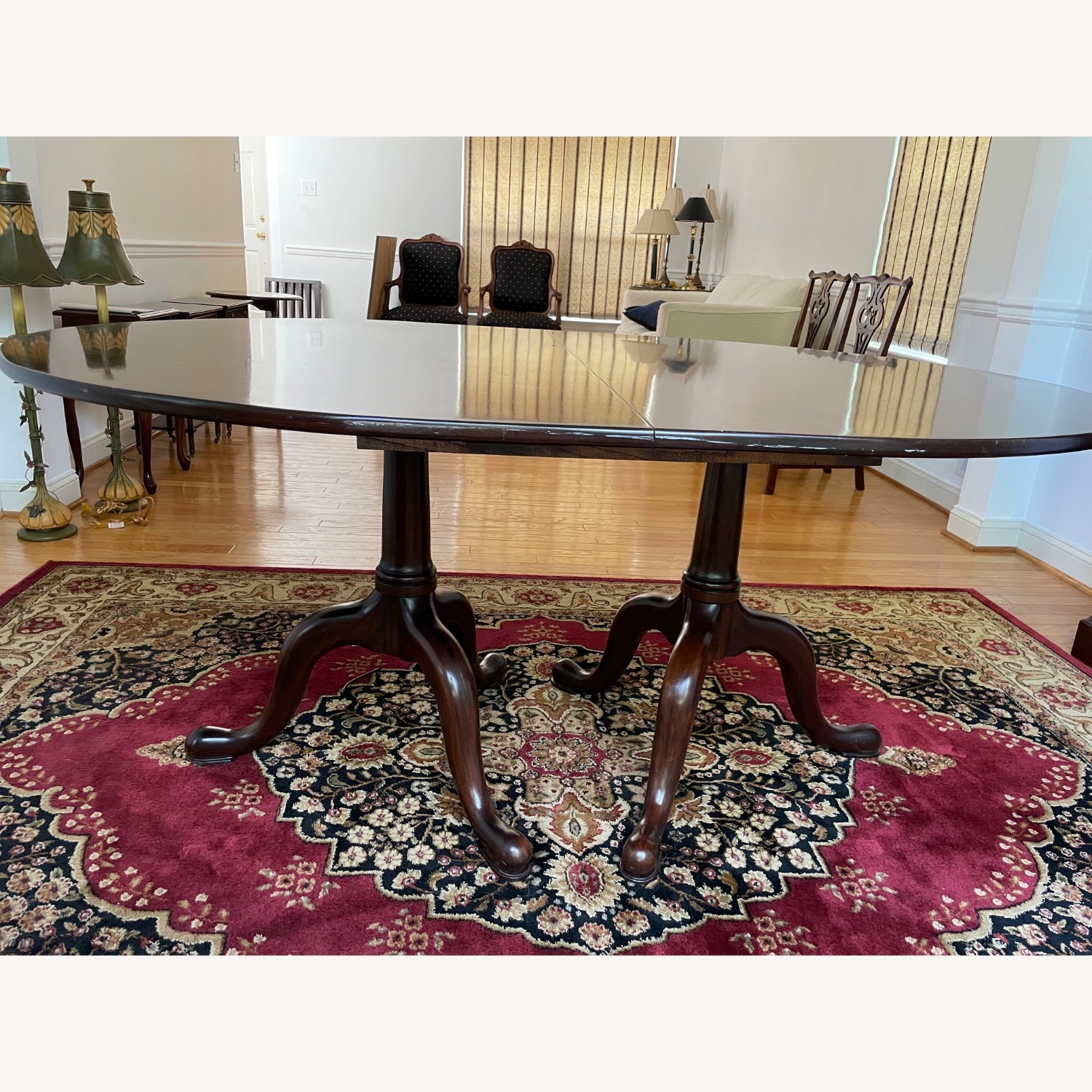 Vintage Solid Mahogany Oblong Dining Table - image-4