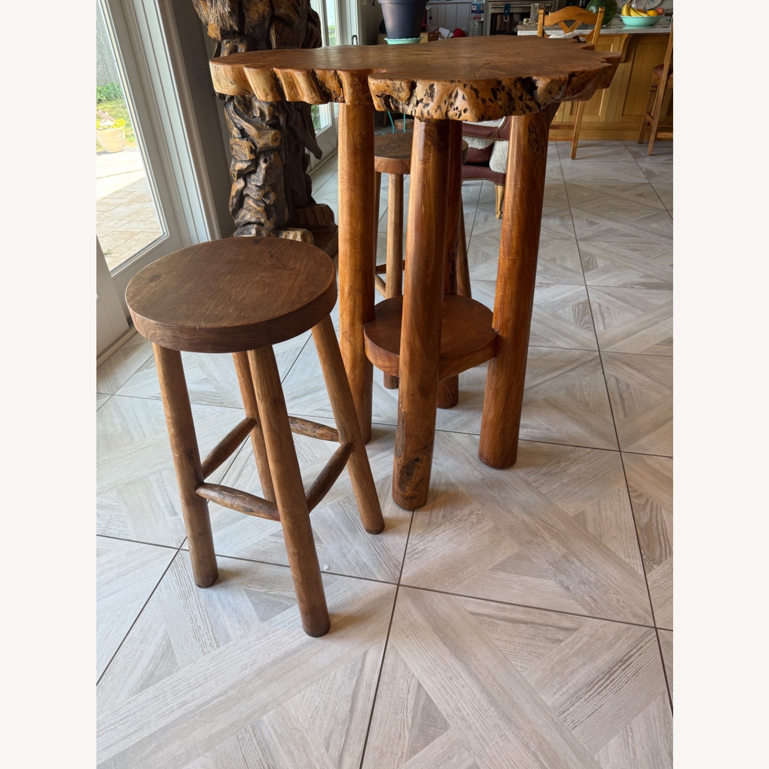 Live Edge Wood Pub Table & Stools - image-6