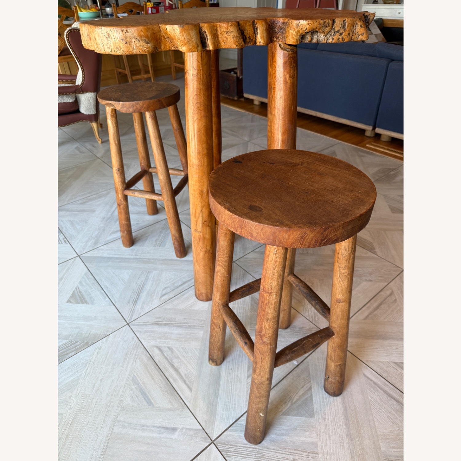 Live Edge Wood Pub Table & Stools - image-7