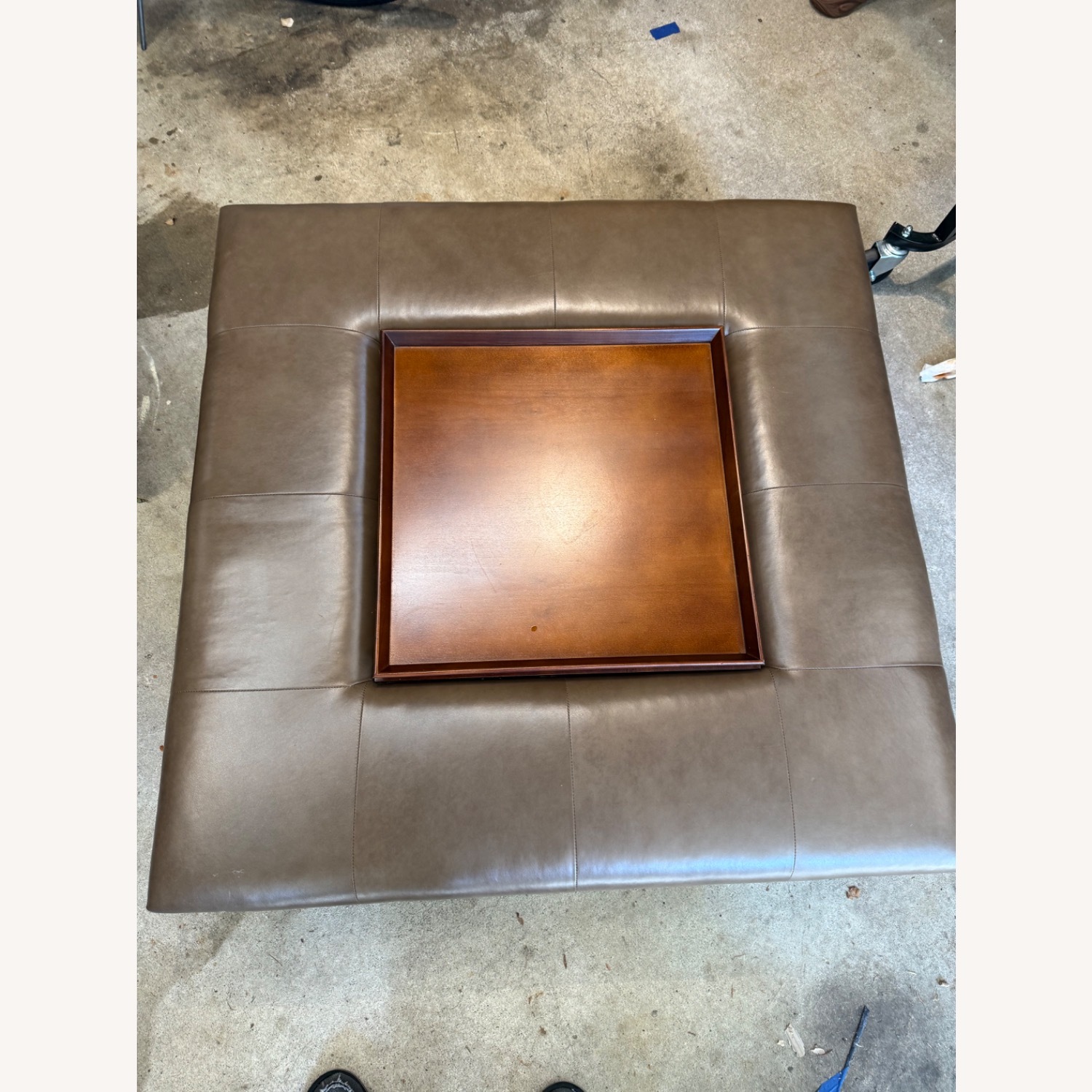 Century Furniture Dark Brown Leather Ottoman - image-4