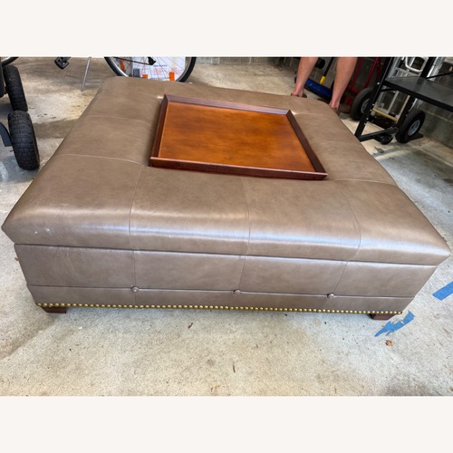 Used Century Furniture Dark Brown Leather Ottoman for sale on AptDeco