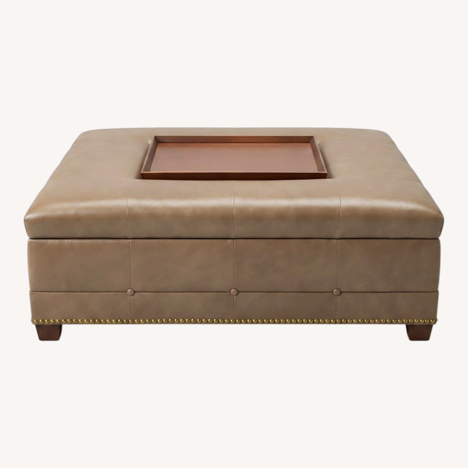 Century Furniture Dark Brown Leather Ottoman - image-5