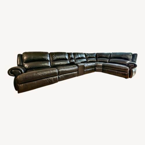 Used Macy's Dark Brown Leather 3+ Piece Sectional for sale on AptDeco