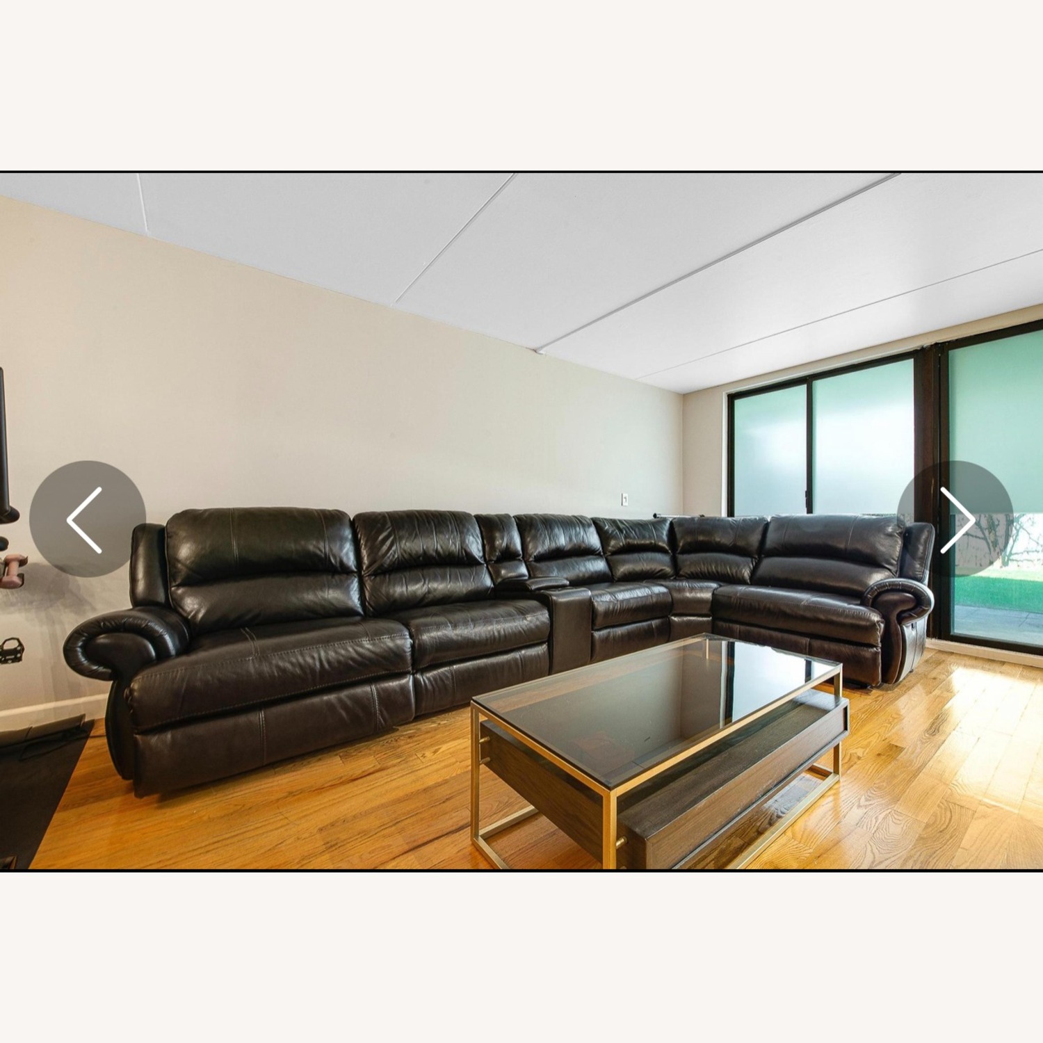 Macy's Dark Brown Leather 3+ Piece Sectional - image-2