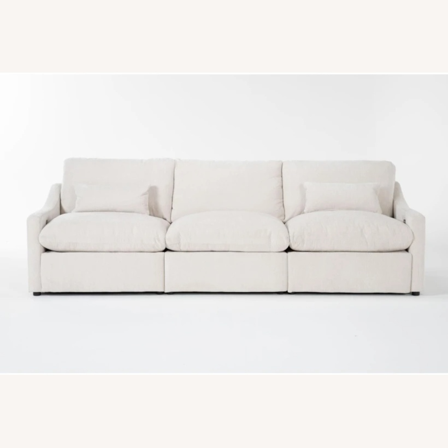 Living Spaces Light Gray Fabric 3+ Seater Sofa - image-9