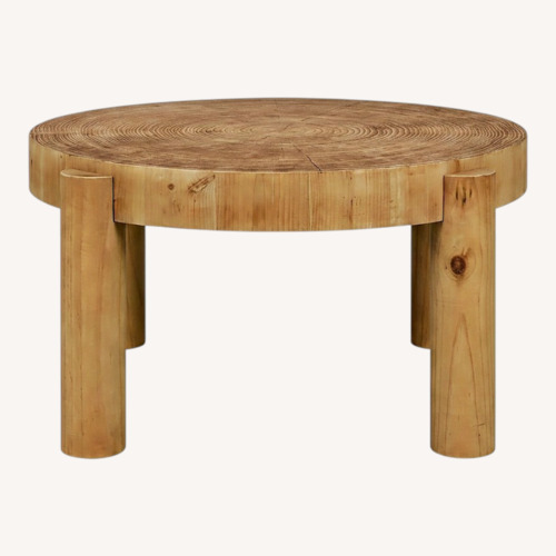 Used Amazon Round Wooden Coffee Table for sale on AptDeco