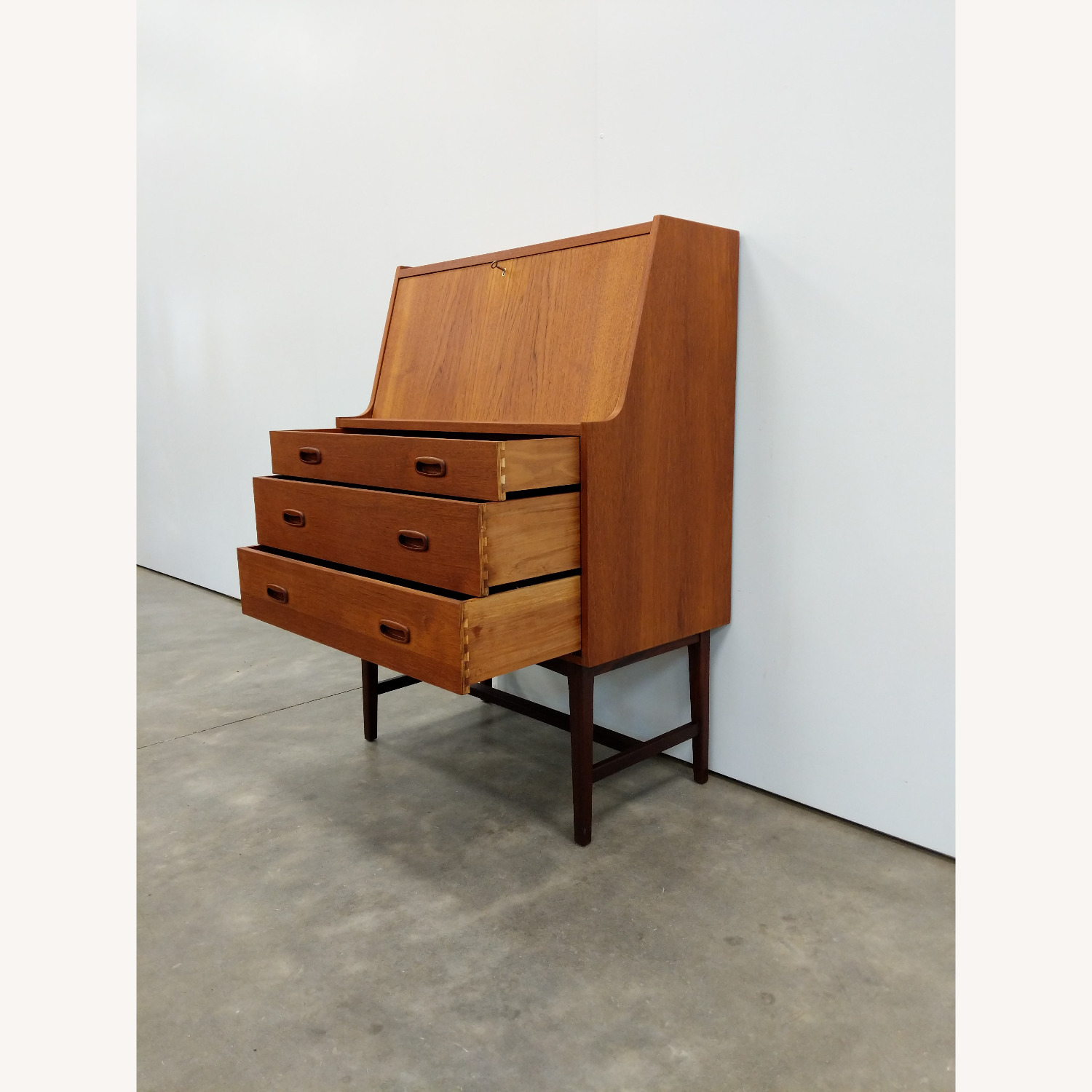 Vintage Mid Century Modern Teak Secretary Desk - image-3