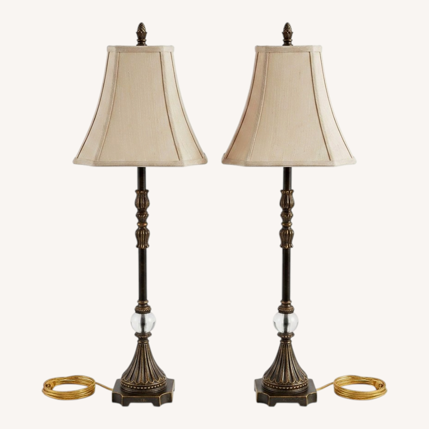Vintage Traditional Bronze Buffet Table Lamps 2 - image-0